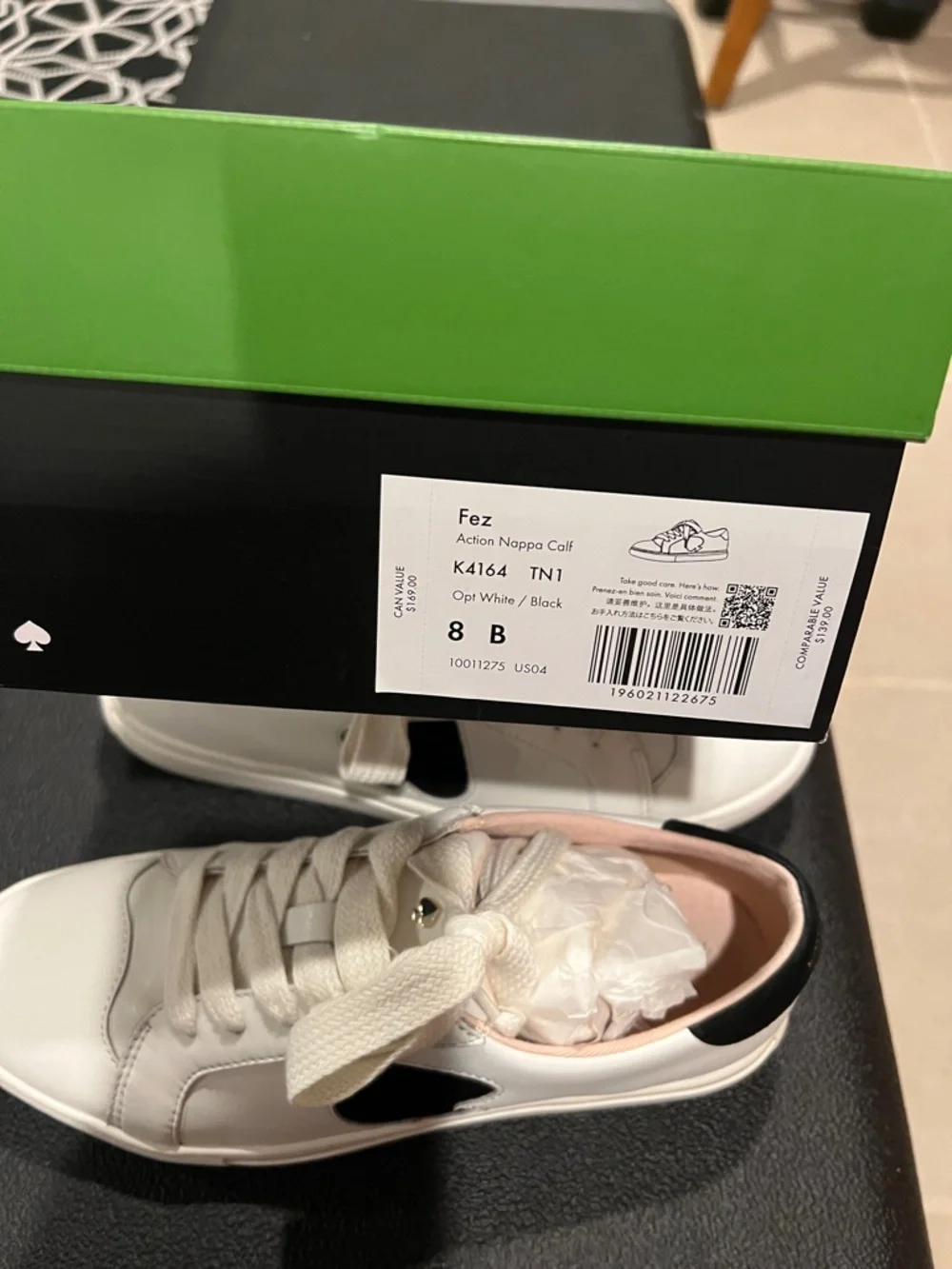 kate spade White Leather Low-Top Lace-Up Sneakers